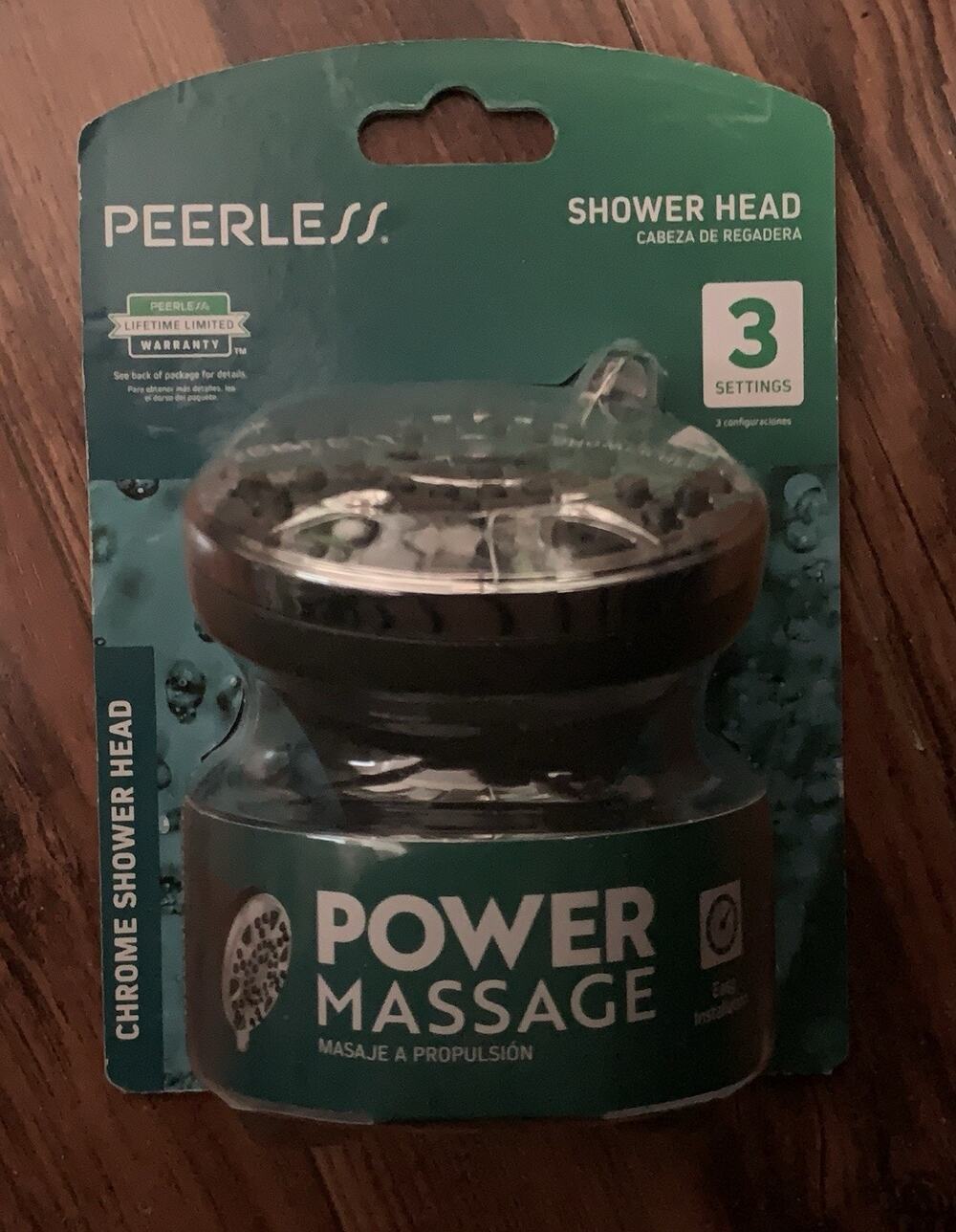 New Sealed Peerless Shower Head Power Massage M76314 1.75gpm 3 Settings